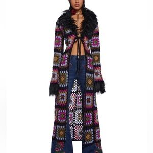 NWT ✨ Dolls Kill Crochet Faux Fur 60s/70s/80s Jacket